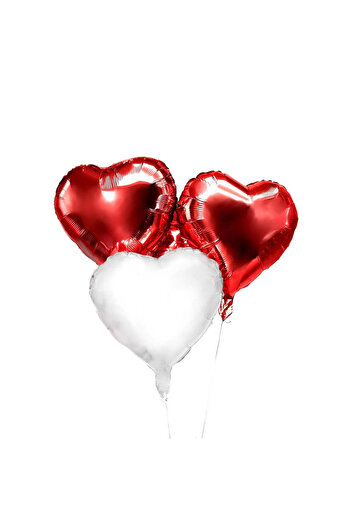 vivimall Set of 3 Metallic Foil Balloons, Valentine's Day Theme, 45 Cm, 2 Red, 1 White, Individual Packaging,