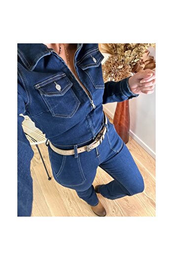ADAMODA.RO Women's jumpsuit made of elastic material with zipper