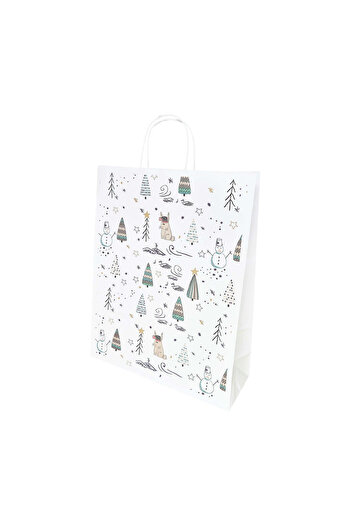 Papette Set 50 buc Pungă Hârtie Kraft cu Model 15 Crăciun 32 x 41(H) x 12cm