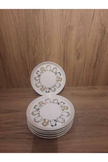 Keramika 20 cm Pasta Plate 6 Pieces with Shiny Cat Pattern