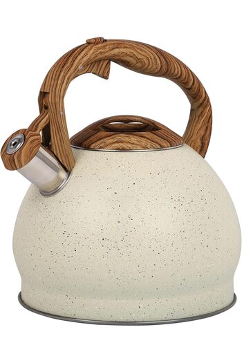 Belle Vous Whistling kettle, stainless steel, 3 L, 23 x 23 x 23 cm, compatible with all types of hobs, Beige