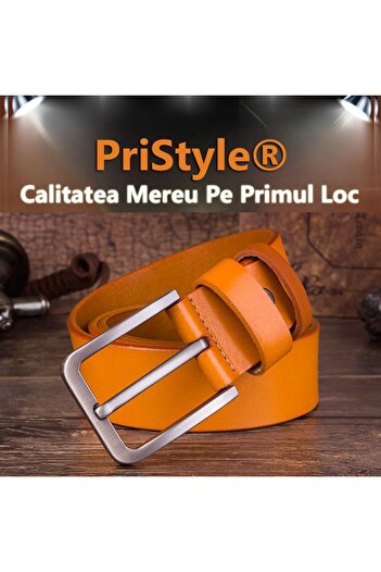PriStyle Men's Wallet and Belt Set, Premium Genuine Leather, Light Brown