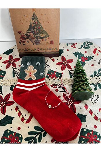 adin tasarım New Year's Gift Set 4 Pieces New Year's Socks Bracelet Pine Tree Candle Cardboard Bag Children Adult Set