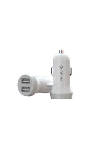 Devia Smart Car Charger 2x USB 3.1A White + USB-C Cable