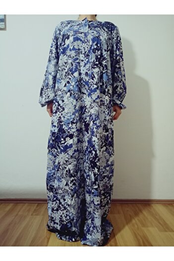 hoaryage Robadan Long Sleeve 100% Viscose Pressed Floral Mother Dress, Prayer Dress, Hijab Dress