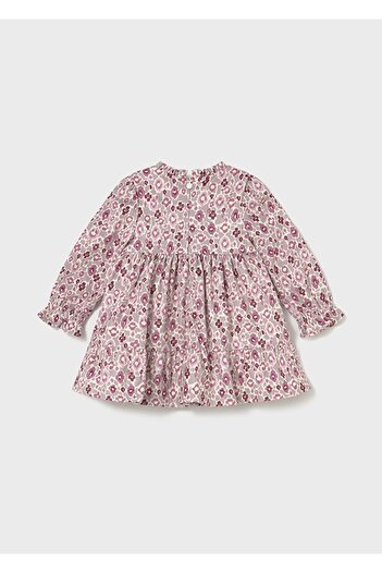 MAYORAL Baby Girl Dress (1-4 Years) – Pink Color, Floral Pattern, Cotton Lined Long Sleeve Dress