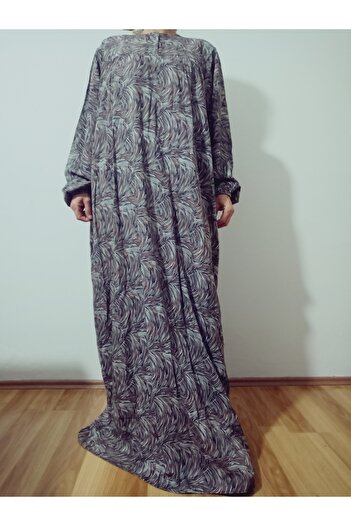 hoaryage Robadan Long Sleeve 100% Viscose Pressed Floral Mother Dress, Prayer Dress, Hijab Dress