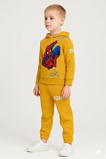 DUDO GİYİM Boys' Spider-Man Printed Hooded Tracksuit Set |   Comfortable and Stylish Casual Suit