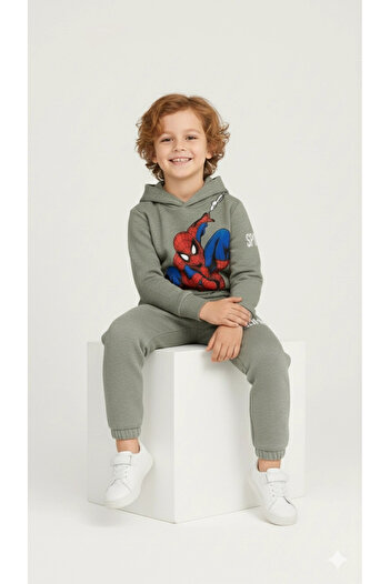DUDO GİYİM Boys' Spider-Man Printed Hooded Tracksuit Set |   Comfortable and Stylish Casual Suit