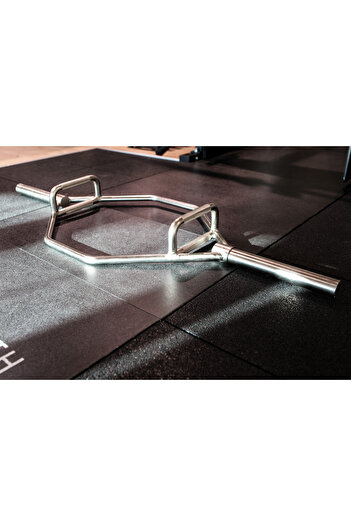 YALLA HomeGym PRO Olympic Trap Hex Barbell, Shrug Bar Knurled Handles for Trap/Shoulder Exercises (26KG) Weight