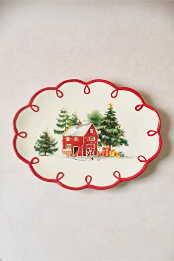 Karaca New Year Yılbaşı Cottage Kayık Tabak 25,5 cm