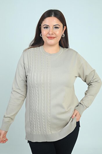 By Saygı Γυναικεία μπλούζα με πλέξη μαλλιών μεγάλου μεγέθους από λύκρα