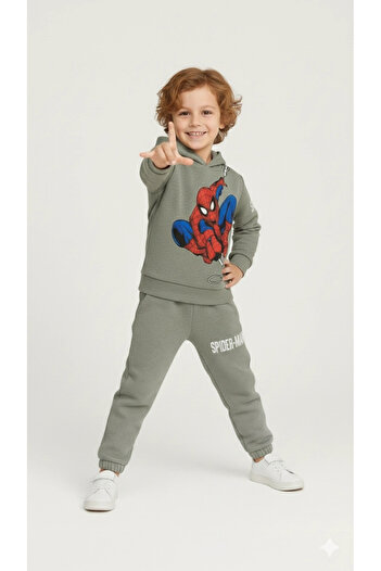 DUDO GİYİM Boys' Spider-Man Printed Hooded Tracksuit Set |   Comfortable and Stylish Casual Suit