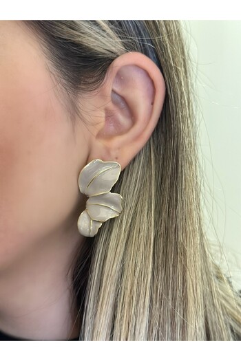 MyladyAccessoriess Leaf Earrings (Brass Plated) Natural