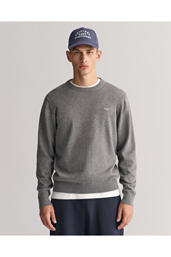Gant Men's Cotton Gray Regular Fit Crew Neck Sweatshirt