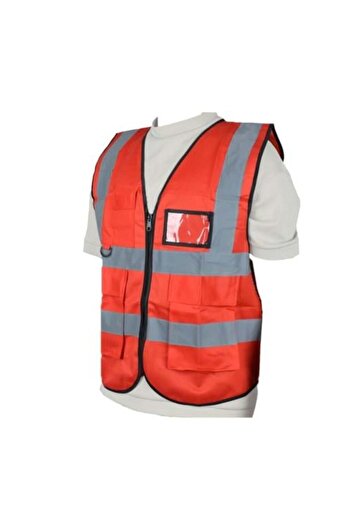 Generic Heavy Duty Reflective Safety Vest Red 3 Pocket & Card L large