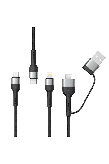 Xo Cablu USB NB254 6-în-1 - USB-C + USB-C + Micro USB + Lightning, 1,2 m, Negru