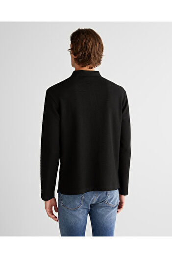 Gant Men's Black Jacquard C Neck Polo Neck Sweater