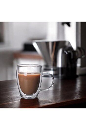 STOREMAX Modazone 1 Piece Transparent Double Wall Borosilicate Glass 300 ml Double Wall Glass Coffee Cup, Double Wall