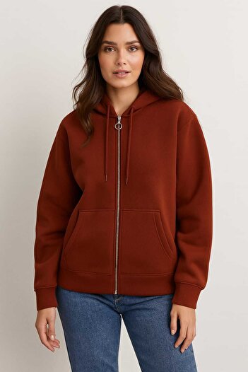 gigigiyim Solid Color Hooded Three String Unisex Jacket