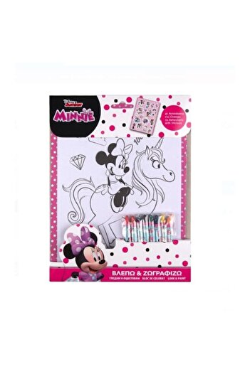 Bibilel Minnie Creative Drawing Set (21x26 cm) with Stickers and 8 Wax Crayons