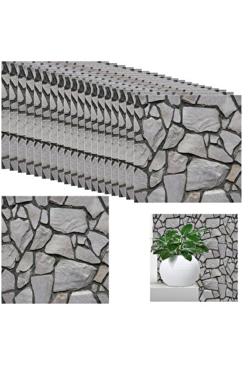 GOLD MARKET Set 10 Self-Adhesive 3D Wallpaper Tiles - Mountain Stone, Waterproof, 30x30 cm, Gray
