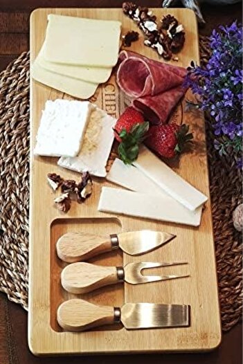 STOREMAX Bamboo Cheese Presentation Plate - 4 Piece Fruit and Food Board Presentation Set |   And Stylish Design - Delicious Horse