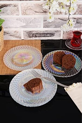 STOREMAX Belinda Glass Dessert-Cake Plate 6-Piece Transparent 1088605