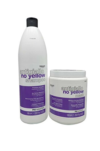 Dixon 1000ml Shampoo and 1000ml Mask Anti-Yellow for Blonde, Silver and Grey Hair with Blueberry Extract