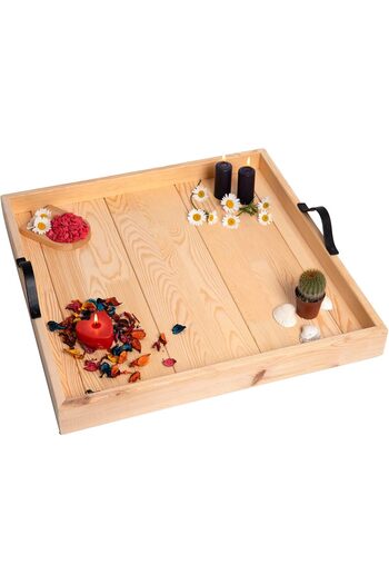 STOREMAX Wooden Serving and Presentation Tray Raw Color - 60X60 cm 1088605