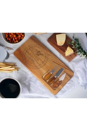 STOREMAX Goldwhirl 4 Piece Acacia Wood Cheese Serving Plate Set - Wooden Cheese Serving Tray - Stylish Serving Tray