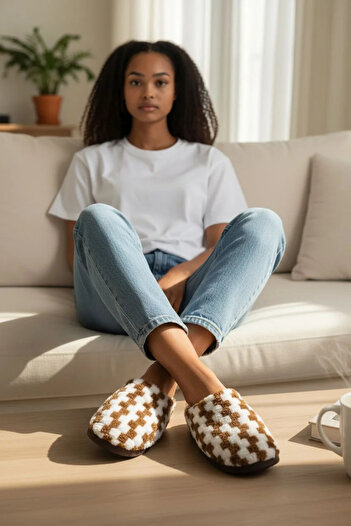 GEZER Silent Lightweight Soft Sole Checkered Home Slippers