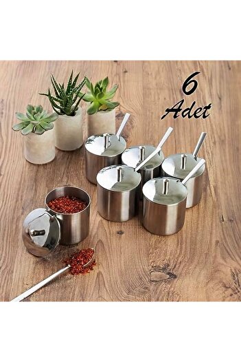 STOREMAX 6-Piece Stainless Steel Tea Spoon with Lid Metal Sugar Bowl Desktop Set 1088605