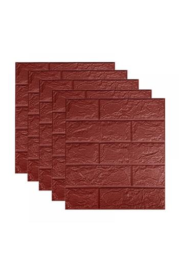 GOLD MARKET Set of 10 Self-Adhesive 3D Wallpaper Panels, Brick Imitation, Waterproof, 35x38 cm, Rust
