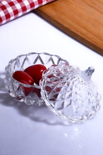 STOREMAX Diyarı Drop-Shaped Cut Glass - Sugar Bowl - - Treat Bowl Transparent 1088605