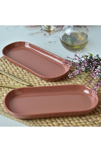 STOREMAX Red Brown Noyan Boat Plate 26 cm 2 Pieces 607 1088605