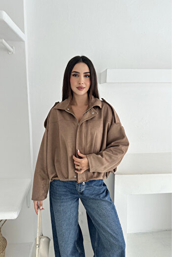 Meine Liebe Unterwäsche Oversize Lined Bomber Suede Jacket