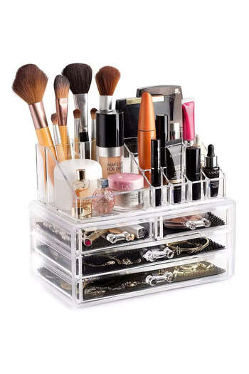 Ella Home Modular cosmetics organizer with 4 drawers, transparent, 22.5x13.5x18cm