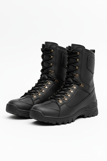Zerenyus Ανδρικές στρατιωτικές μπότες Strike Lace-up Casual Μαύρες