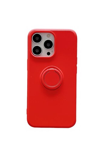SOHO Protective Case compatible with Samsung Galaxy A12 Liquid Silicone Ring with Rotating Stand Red
