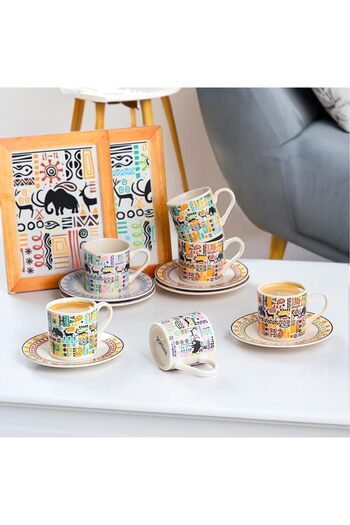 STOREMAX Te-207 Cup Set-Patterned Cup Set-Turkish Coffee for 6 People 90 Cc 1088605