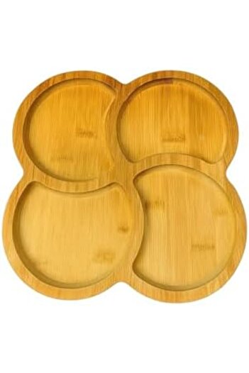 STOREMAX High-Tech''Bamboo Snack Presentation Plate – Wooden Serving Tray with 4 Compartments |   Nuts,