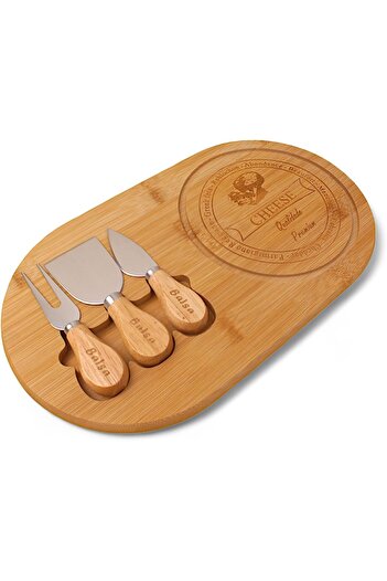 STOREMAX Buyflair Bamboo Cheese Serving Plate, Fruit Food Board Presentation Plate 4 Pieces |   And Stylish Bamboo Cheese S