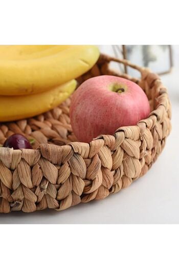 STOREMAX Set of 3 Handmade and Round Wicker Trays, Set of 3 Wicker Round Trays, 3 Sizes Wicker Tray