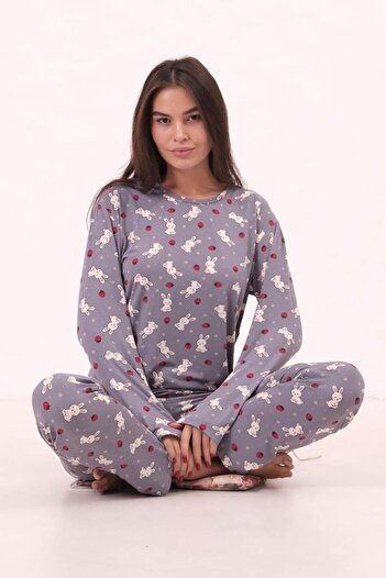 lamelif Set de pijamale cu model albastru
