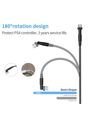OEM Set of 2 microUSB charging cables, length 3m, nylon, multicolor