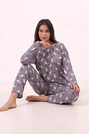 lamelif Set de pijamale cu model albastru