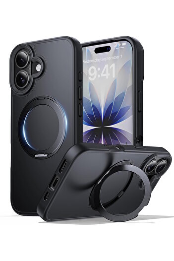 m.tk moveteck Apple iPhone 17 Case Magsafe Ring 360 Rotatable Ring Stand Armor Matte Magnetic Cover