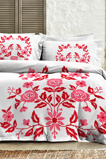 MonoHome 100% Cotton Ranforce Çeyizlik Luxury 5D Digital King Size Double Duvet Cover Set Kaneviçe