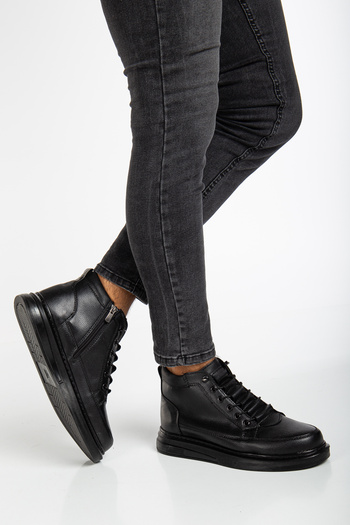 EFANANSHOES EFNAN SHOES Siyah Su&Soğuha Dayanıklı Garantili Akıllı Bağcıklı Fermuarlı Kışlık Erkek Bot